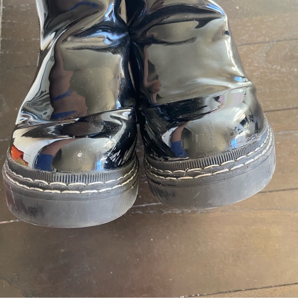 River Island Wide Fit Chunky Black Patent Chelsea Boots Size 39 - Picture 6 of 14